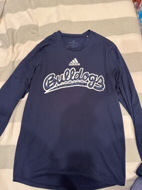 adidas Navy Bulldogs Long Sleeve Performance Tee
